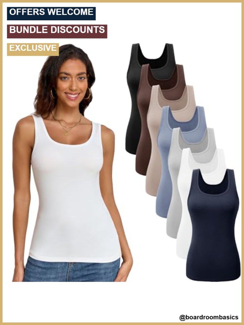 7 Pack Scoop Neck Sleeveless Tank Tops Ribbed Basic Layering Women